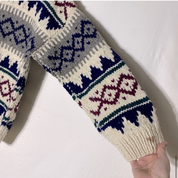 Sheep Landia Jacquard Crew Neck Wool Knit Sweater L - Picture 9 of 15